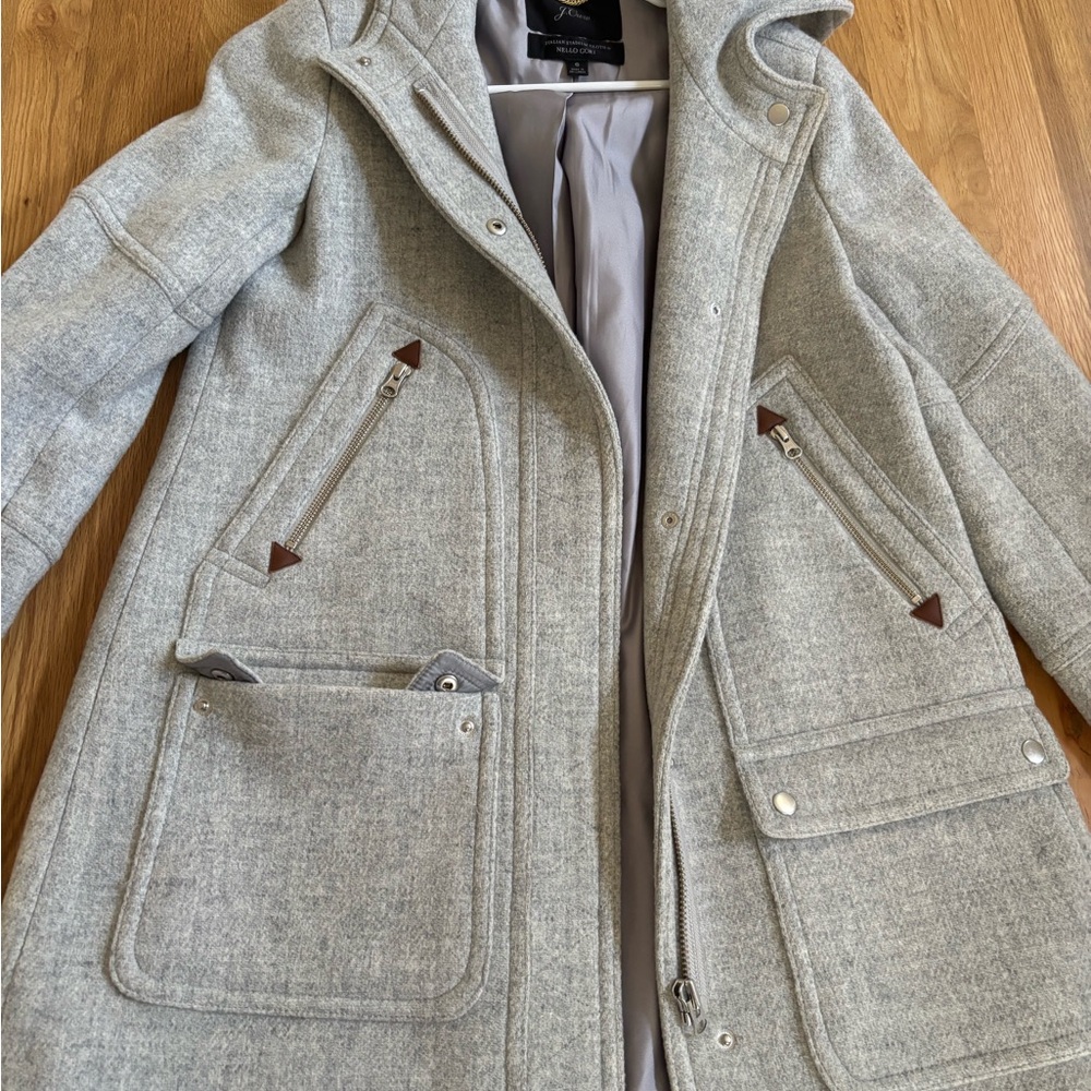 J. Crew Light Gray Hooded Coat